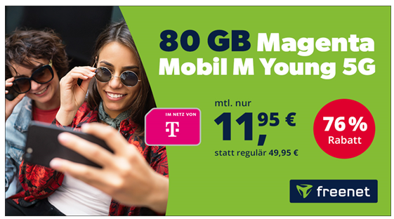 Telekom Magenta Mobil Young 5G mit bis zu 76% Rabatt